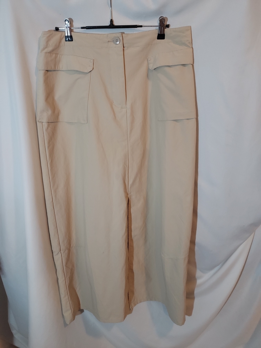 Patagonia Vintage Continental Cargo Maxi Skirt Tan Beige Front Slit Gorpcore 12